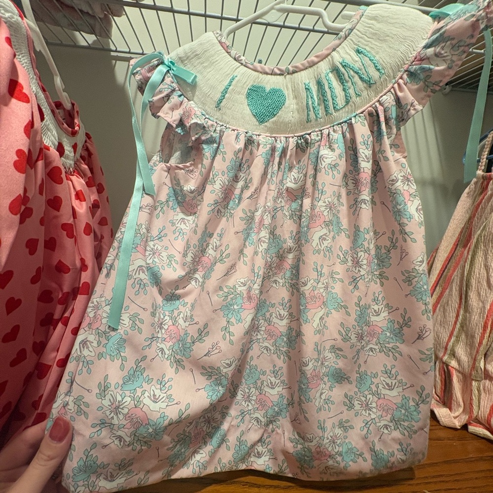 Floral Pink and Blue Baby Dress